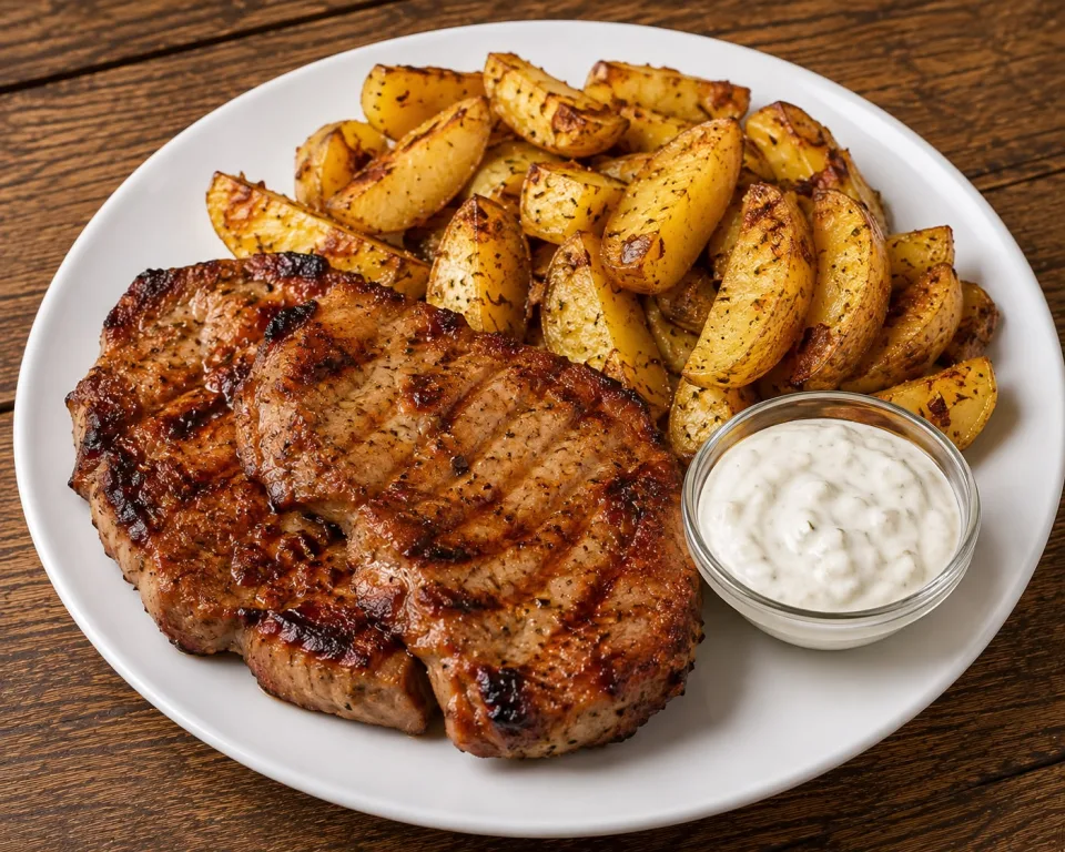 Grilled Pork with Roasted Potatoes