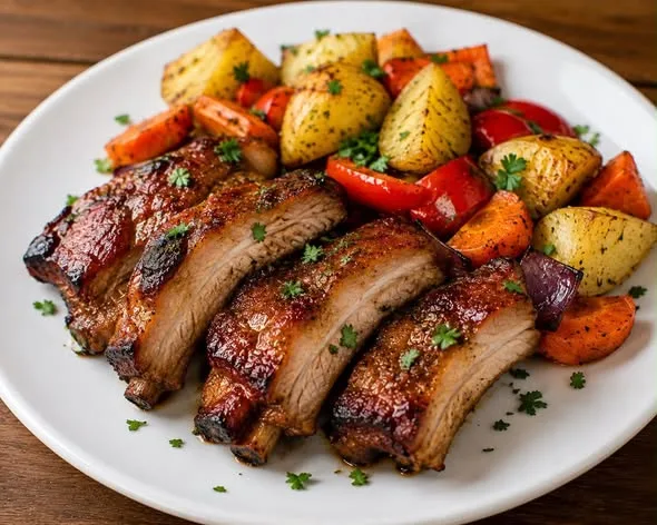 Coastă la cuptor cu legume (porc)